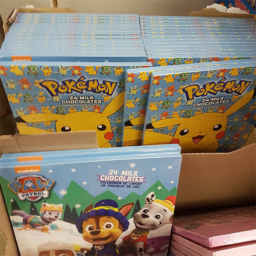 Pokémon och Paw Patrol adventskalender i kartong