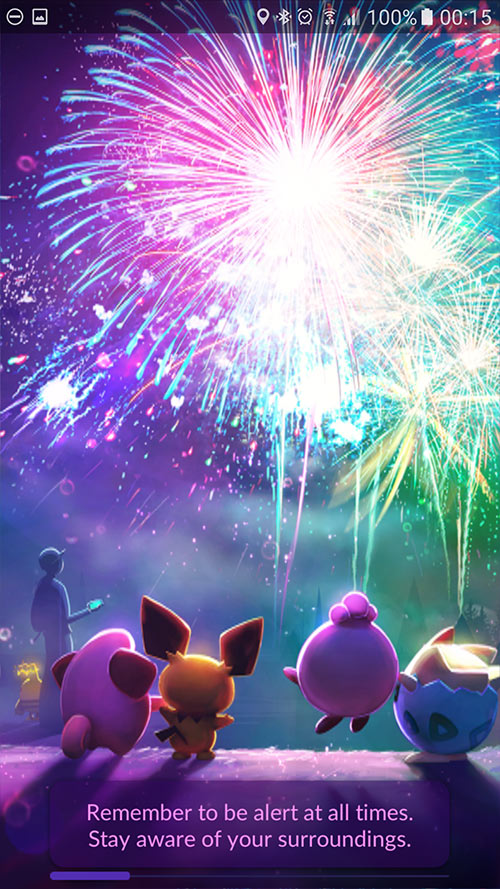 Startbild i Pokémon Go nyårsevent